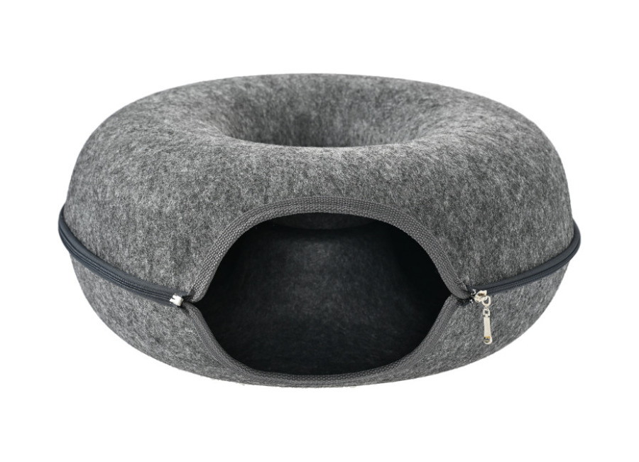 Leeby Cama Túnel Fieltro Gris para gato
