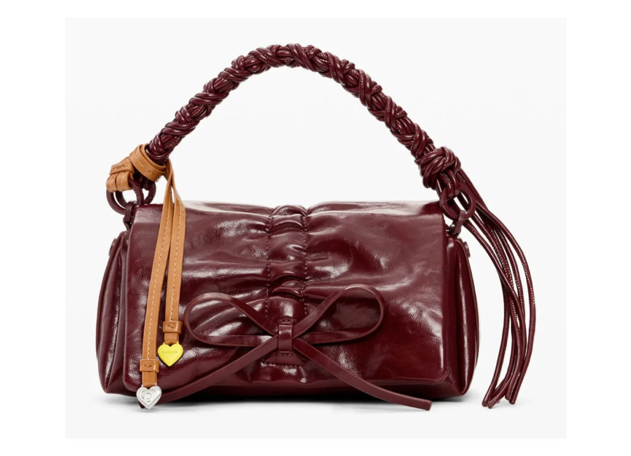 Desigual Bolso pequeño brillante lazo, Mujer, Poliuretano, Rojo, U
