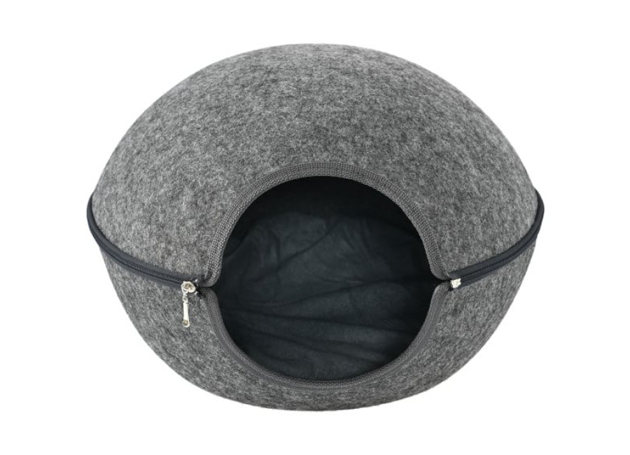 Leeby Cama Cueva Fieltro Gris para gato