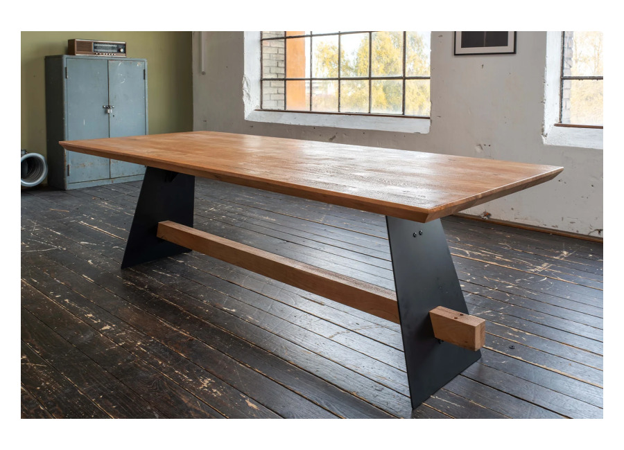 Kawola ARBORIO Mesa de comedor acacia maciza Canto suizo