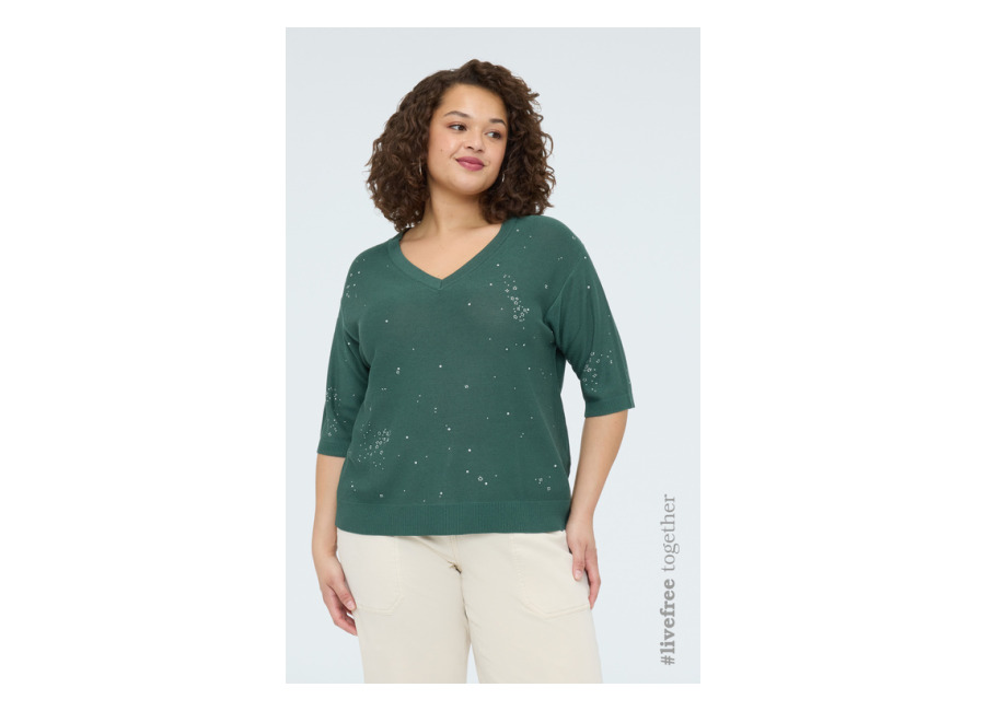 Fiorella Rubino Jersey mezcla viscosa con aplicaciones luminosa