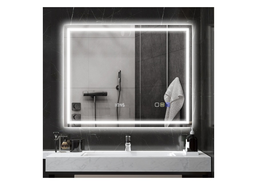 HOMCOM Espejo de baño con Bluetooth e iluminación LED 80×100 cm, espejo de pared luminoso para…