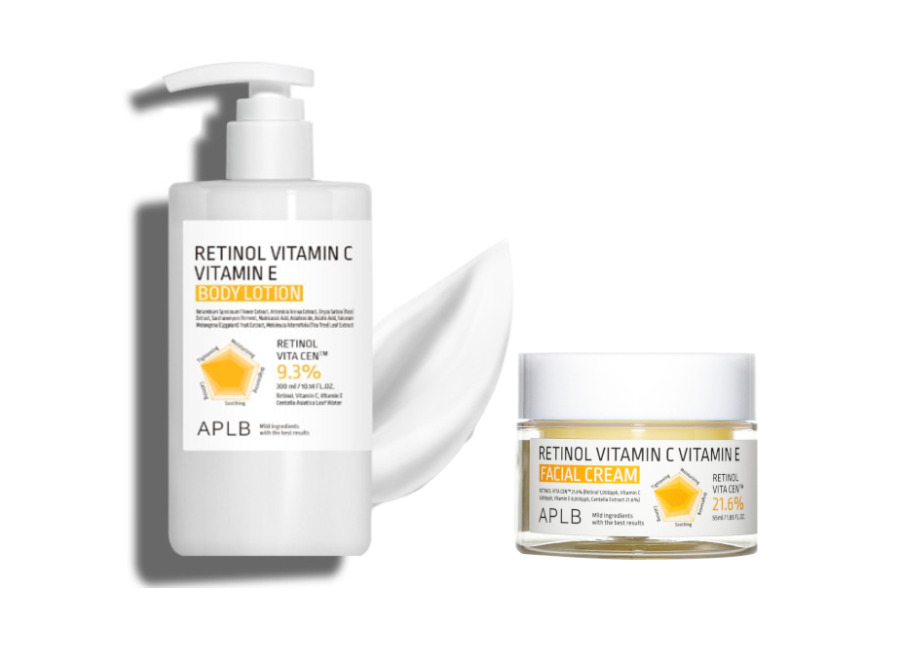 Aplb Retinol Vitamin C Vitamin E Body Lotion – 300ml (1ea) X Facial Cream – 55ml (1ea) Set