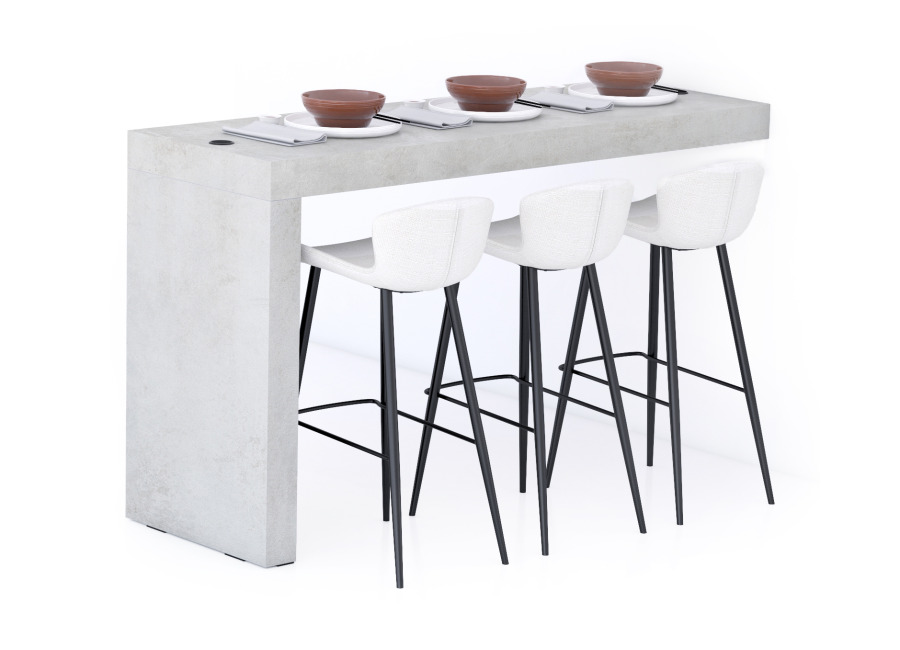 Mobili Fiver Península Evolution 180×60, Cemento Gris con cargador inalámbrico