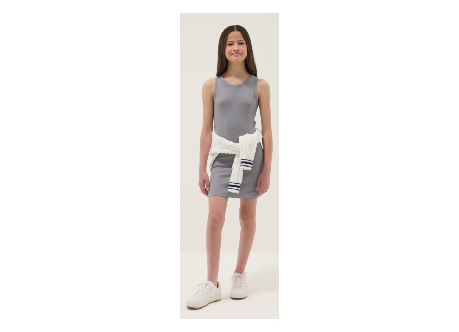 Ovs KIDS Vestido Ajustado Sin Mangas De Algodón Elástico Gris Para Niña, Niña, Gris, Talla: 12-13