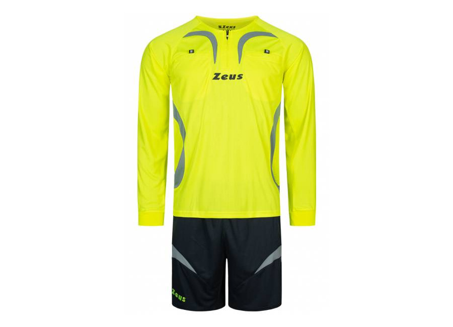 Zeus Hombre Conjunto de árbitro Camiseta con pantalón corto Amarillo Neón