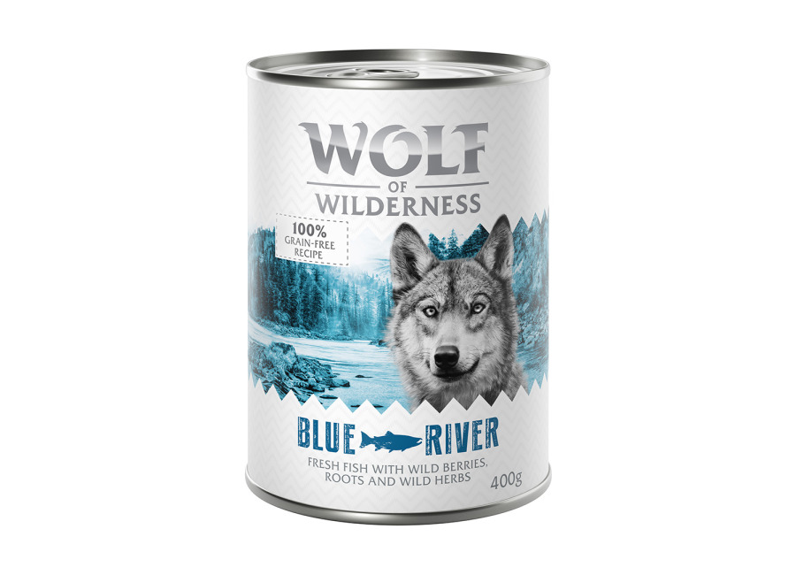 Wolf of Wilderness 12 x 400 g – Pack Ahorro – Blue River, con pescado