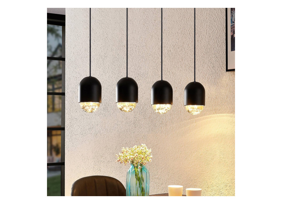 Lucande Amielle lámpara colgante, 4 luces, negro