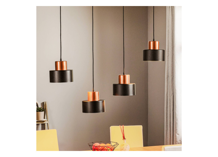 Temar LIGHTING Lámpara colgante Olla en negro/cobre, 4 luce