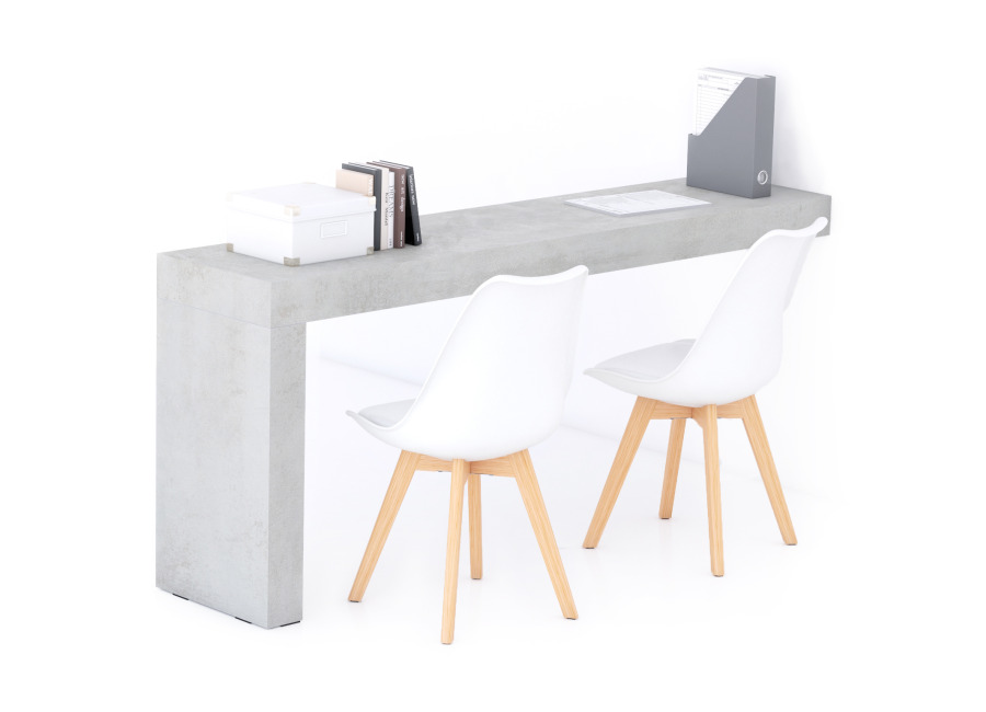Mobili Fiver Escritorio Evolution 180×40, Cemento Gris con una pata