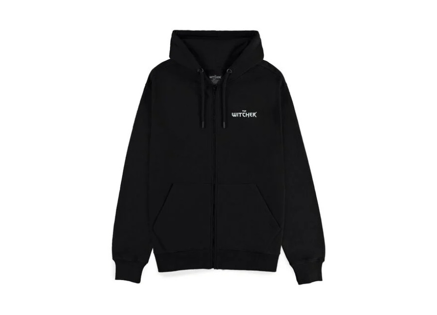 The Witcher Capucha con cremallera gaming de The Witcher – Symbols – S XXL – para Hombre – Negro