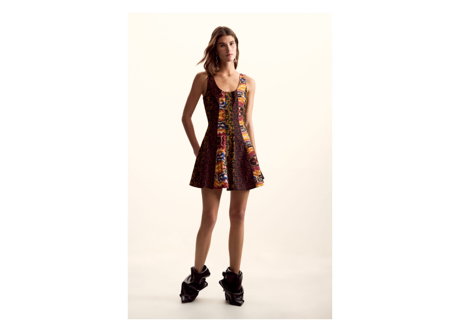 Desigual Vestido tirantes diseñado por Mr. Christian Lacroix, Mujer, Algodon, Verde