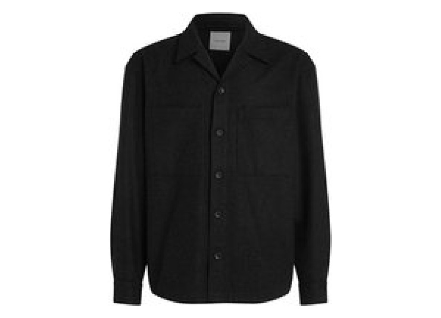 Calvin Klein Relaxed Wool Blend Overshirt – Black
