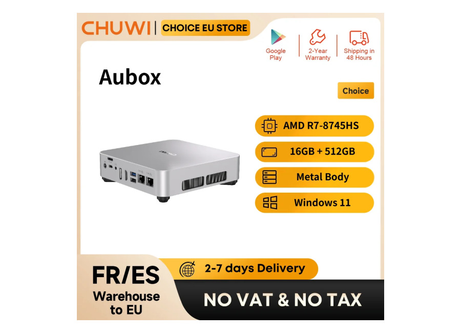 Mini PC CHUWI AuBox AMD R7 8745HS con OCulink, 16GB, 512GB SSD, Windows 11, Pantalla 4K…