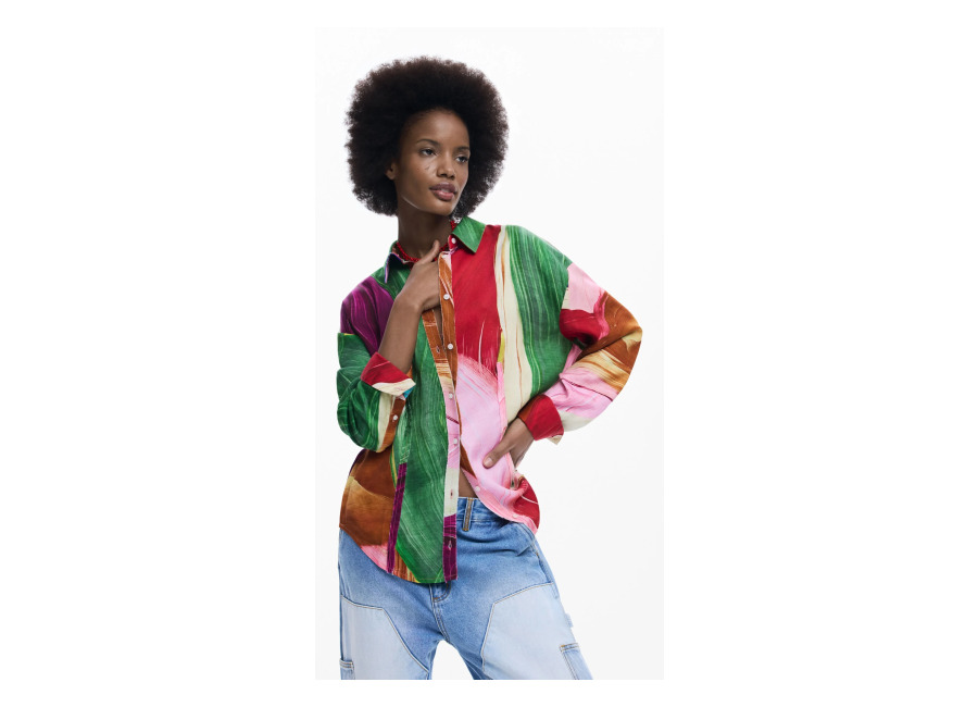 Desigual Camisa estampada, Mujer, Lyocell