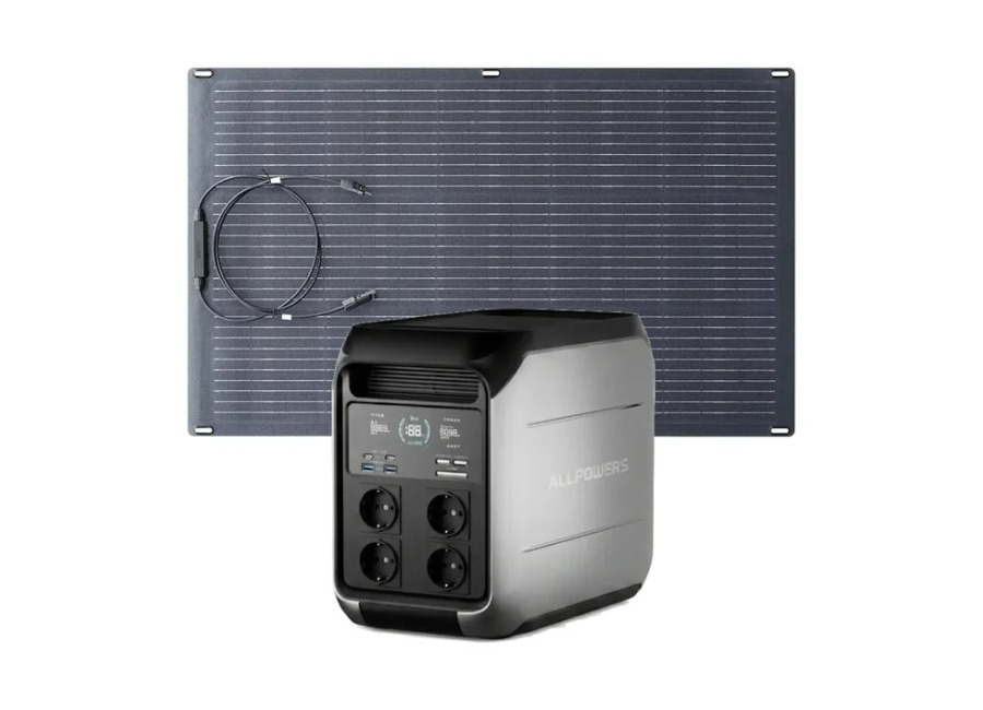 Allpowers ES ALLPOWERS P1800 Estación de Energía Portátil 1800W 1024Wh LiFeP04 Batería – P1800+1*( SF100 Placa Solar Flexible 100W)