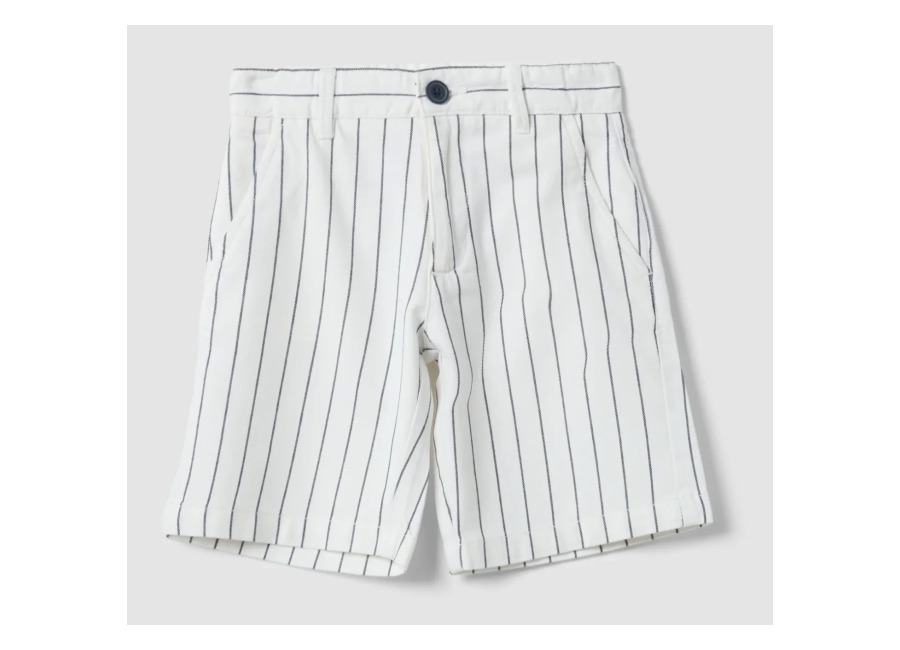 Ovs KIDS Pantalones Cortos De Niño De Algodón Puro A Rayas Multicolor Con Ajuste Regular, Niño, Blanco/azul, Talla: 9-10