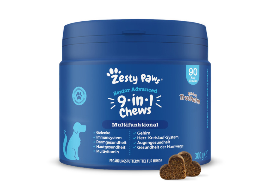 Zesty Paws Senior Advanced 9-in-1 Chews pavo – 90 comprimidos masticable