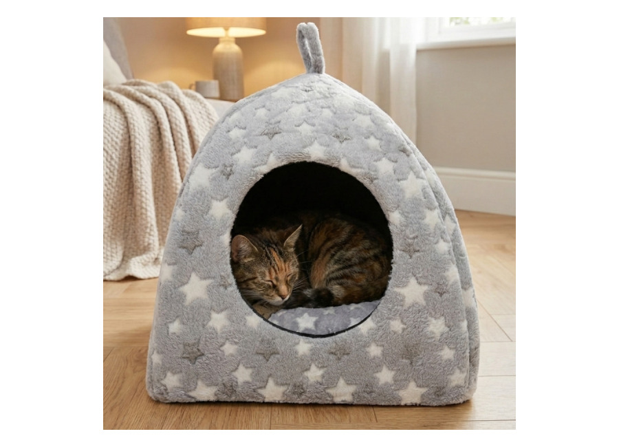 Leeby Cama Iglú Estrella Gris para gato