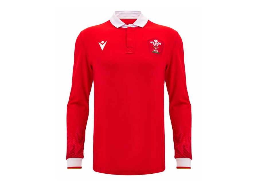 Macron Wales WRU macron Rugby Hombre Camiseta de primera equipación de manga larga 60004633