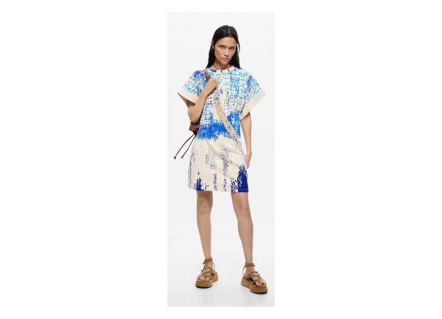 Desigual Vestido punto M. C. Lacroix, Mujer, Algodon, Blanco