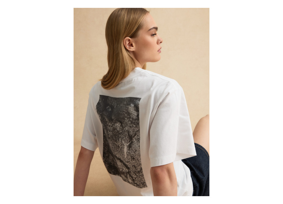 Les COPAINS Camiseta Blanca De Algodón Puro De Manga Corta, Mujer, Blanco óptico, Talla: 34