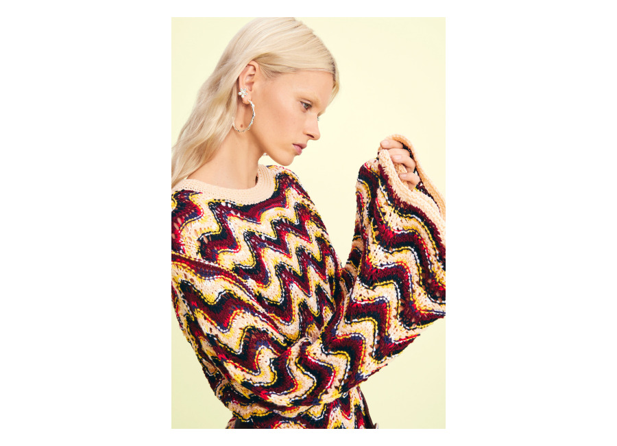 Desigual Jersey crochet zig zag, Mujer, Verde