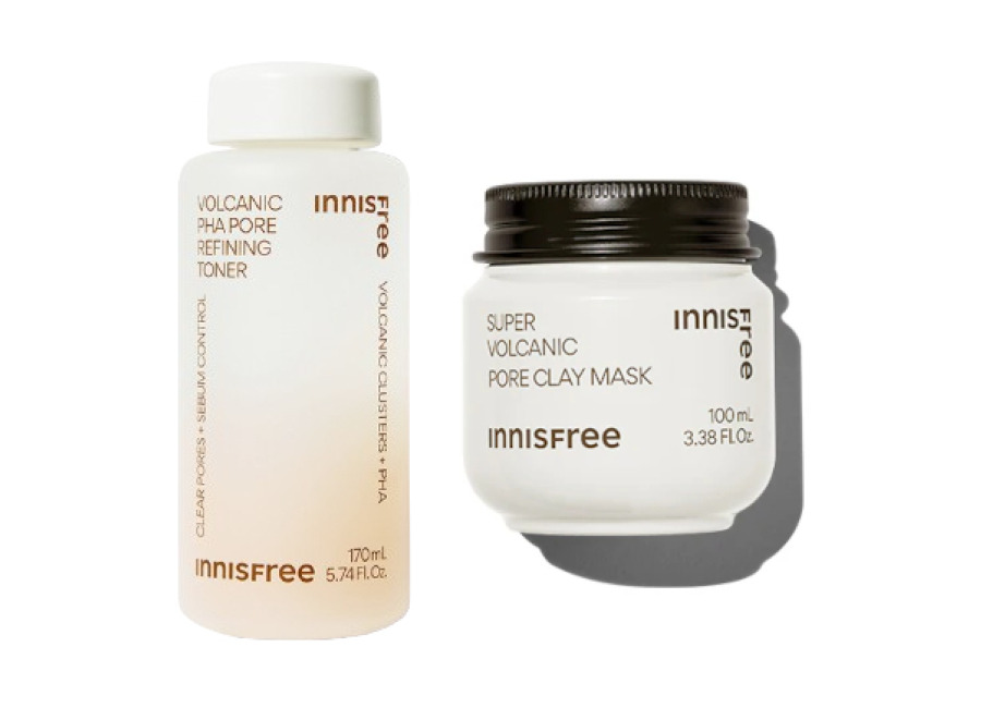 innisfree Volcanic PHA Pore Refining Toner – 170ml (1ea) X Super Volcanic Pore Clay Mask – 100ml (1ea) Set