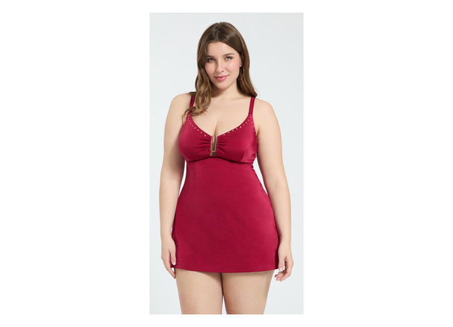 Fiorella Rubino Top Tankini con motivo dorado y cut out