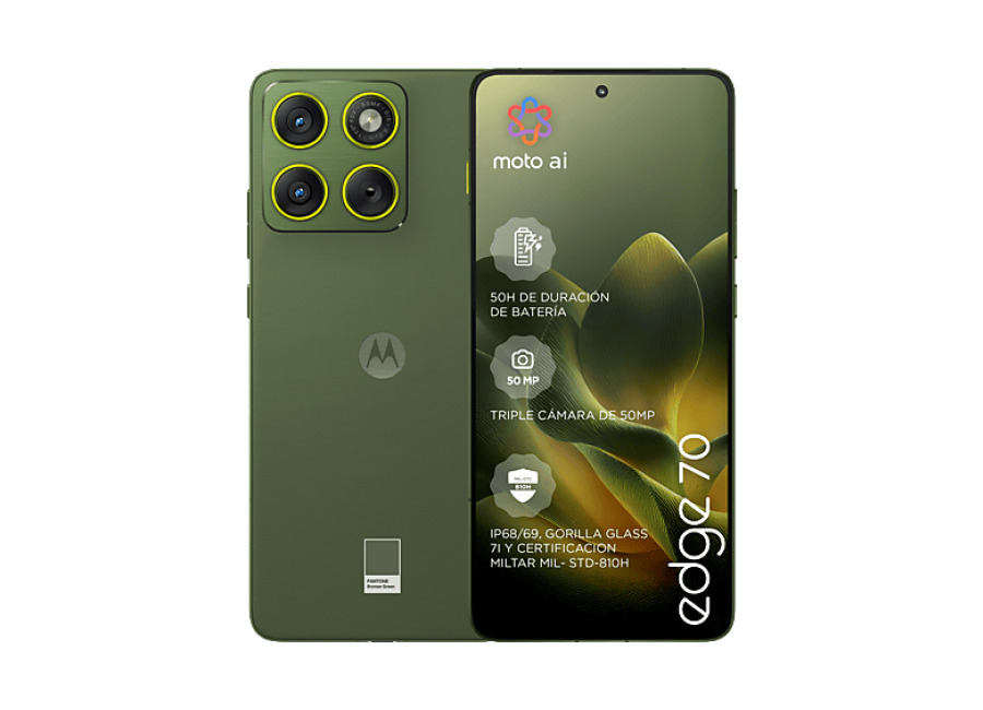 Móvil MOTOROLA REACONDICIONADO Seminuevo Excelente Motorola edge 70, Bronze Green, 512 GB, 12 GB RAM, 6.67 » Super HD pOLED AMOLED, Snapdragon® 7 Gen