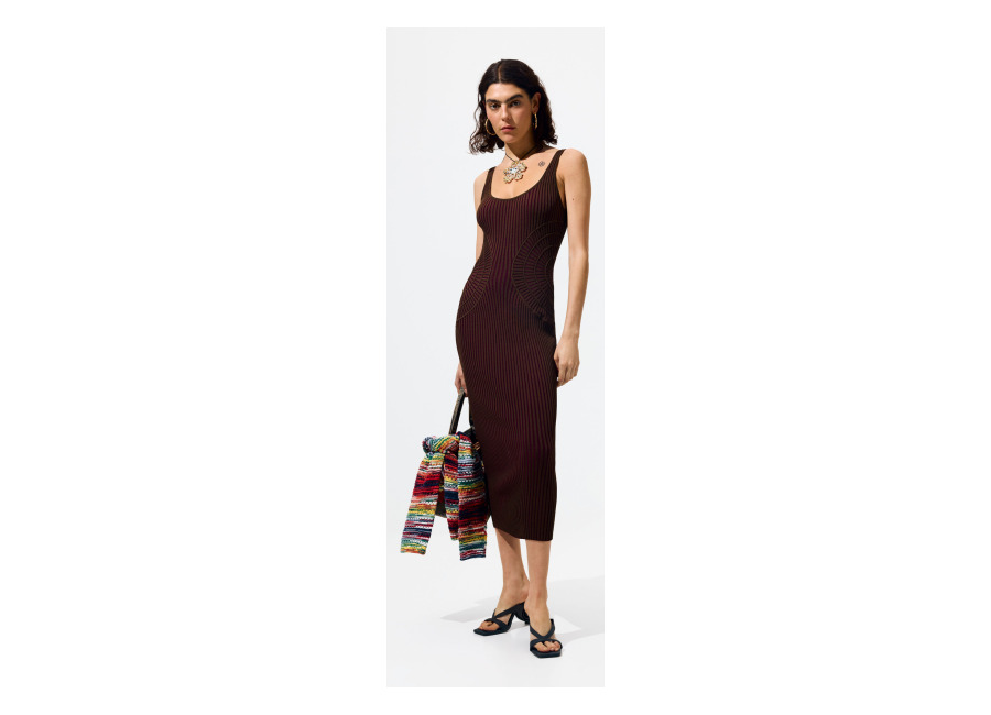 Desigual Vestido tirantes liso, Mujer, MarróN
