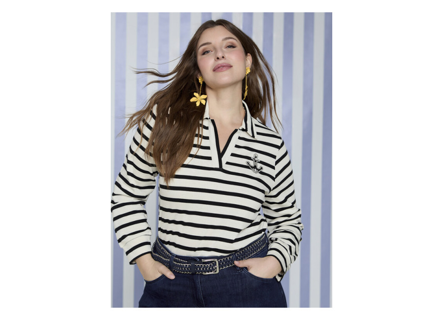 Fiorella Rubino Camiseta de punto de algodón estilo marinero