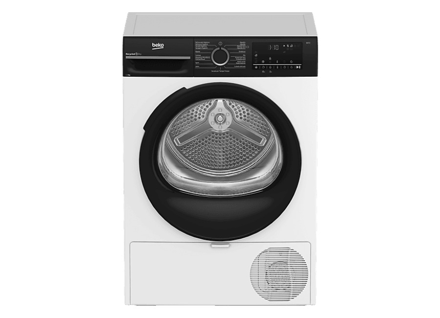 Beko Secadora bomba de calor – Beko BM3T49240W, 9 kg, 15 Programas, Motor ProSmart Inverter, Pantalla digital, Aqua Wave, Blanco