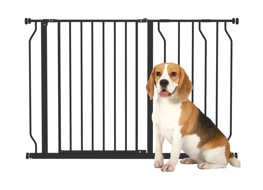 PawHut Barrera para Mascotas con 2 Extensiones Montaje a Presión Doble Bloqueo para Puerta Pasillo Escalera…