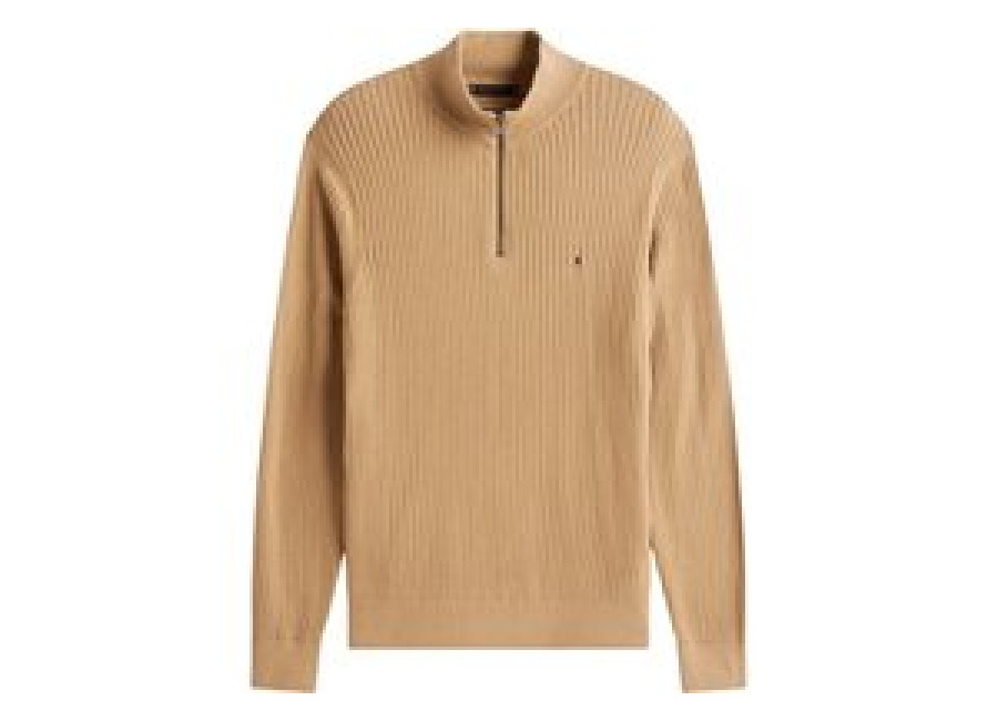 Tommy Hilfiger Quarter-Zip Jumper With Cashmere – Beige