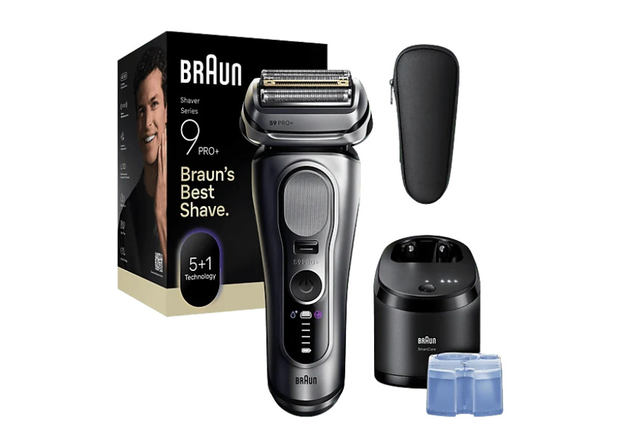Braun Afeitadora – Braun eléctrica Series 9 PRO+ 9667CC, Pro SensoAdapt, Centro de limpieza SmartCare, 60 min autonomía, Plata