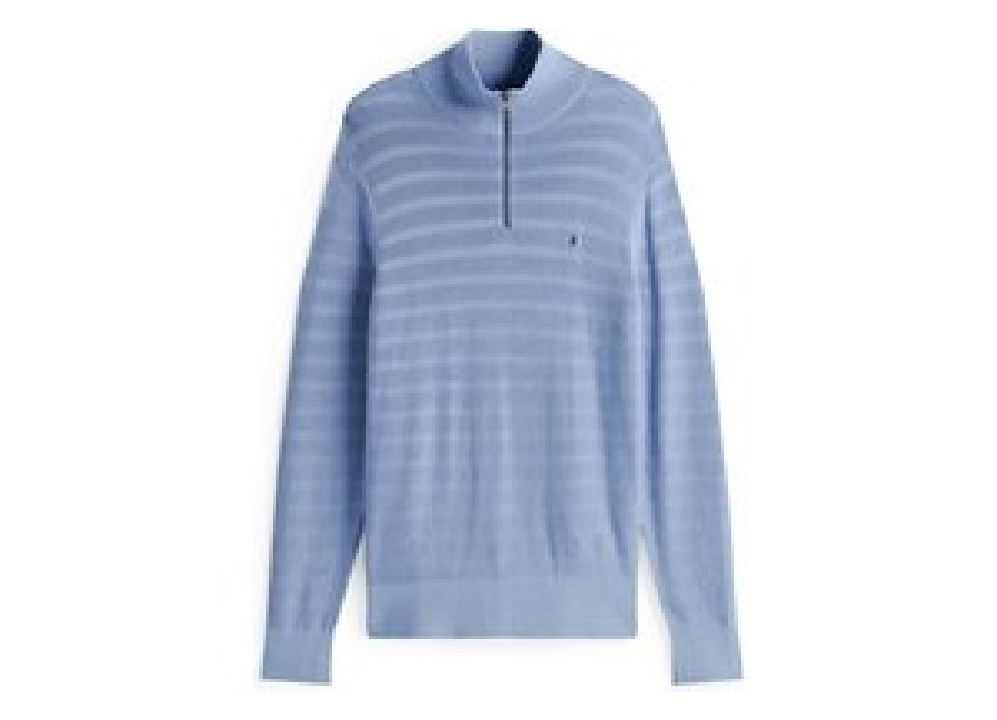 Tommy Hilfiger Textured Stripe Quarter-Zip Jumper – Blue – 2