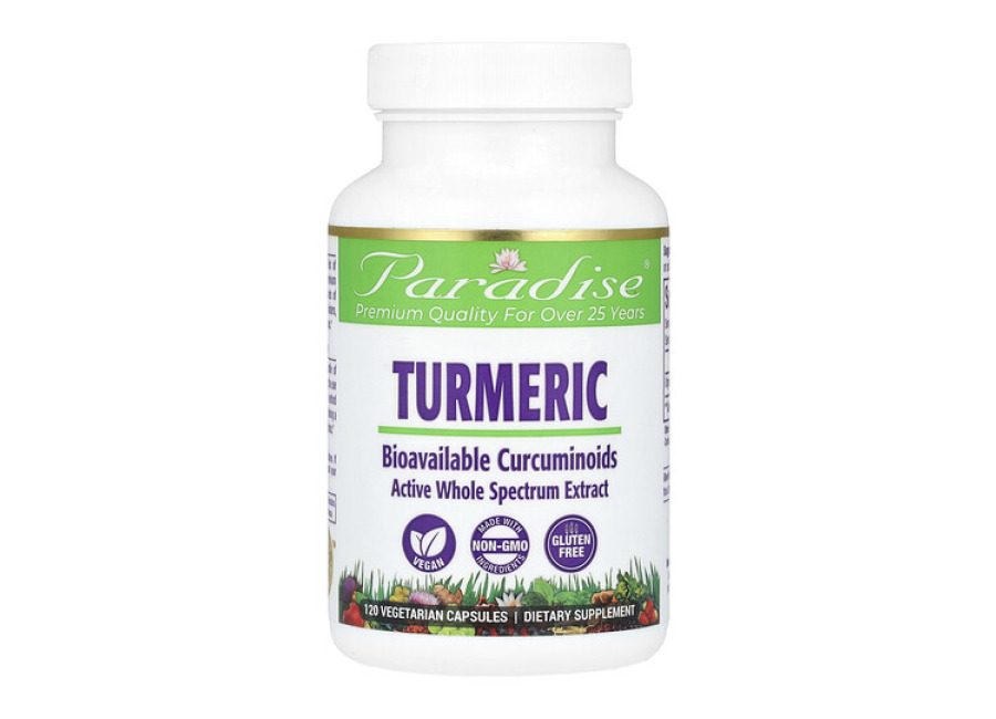Paradise Herbs Cúrcuma, 120 cápsulas vegetales (250 mg por cápsula)