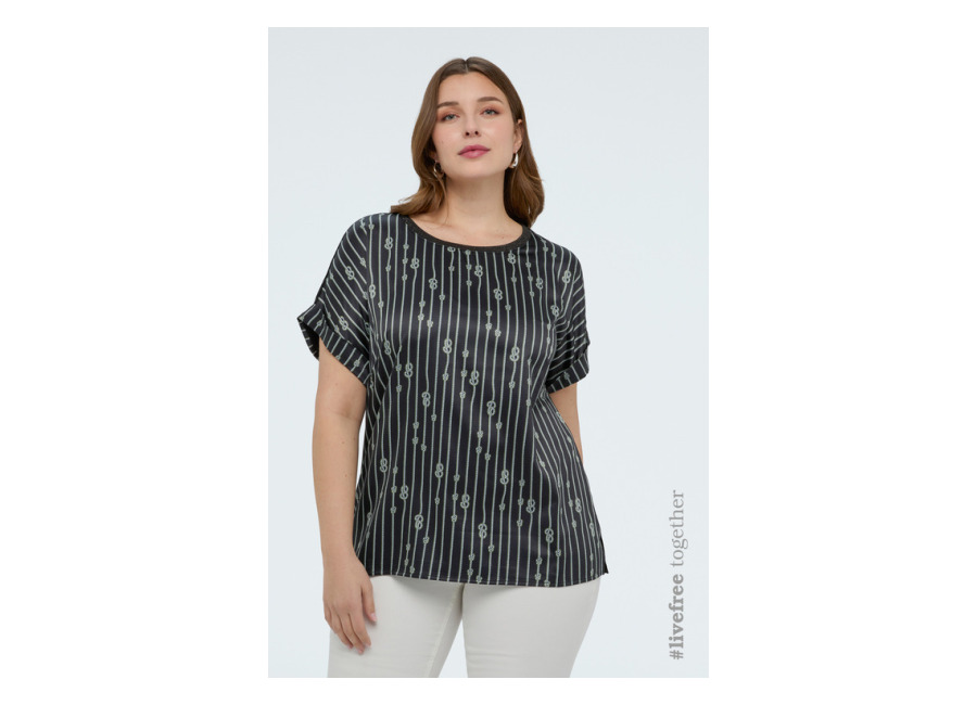 Fiorella Rubino Camiseta bimaterial fantasía nudo