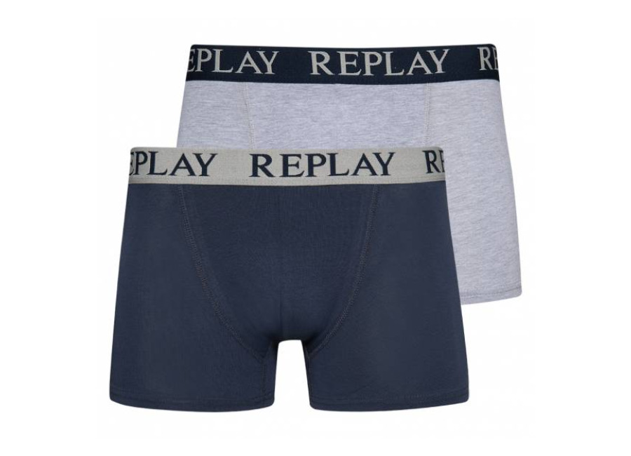 Replay Boxer Style Cuff Logo Hombre Calzoncillos bóxer Pack de 2 I101143-N145
