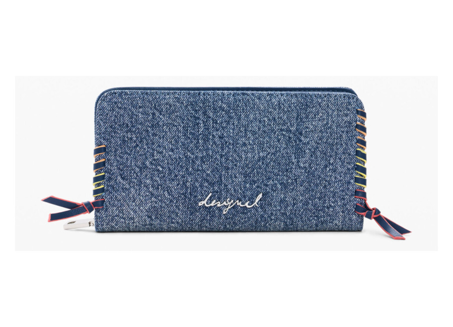 Desigual Monedero mediano denim corazón, Mujer, Algodon, Azul, U