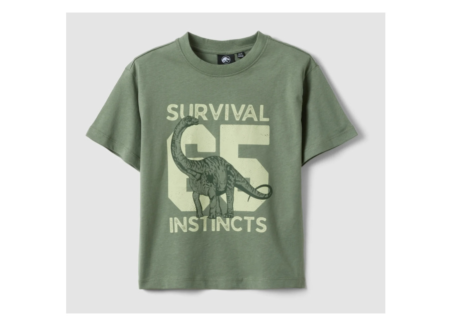 Ovs KIDS Camiseta Verde De Algodón Puro Para Niño Con Ajuste Oversize Y Estampado, Niño, Verde claro, Talla: 9-10