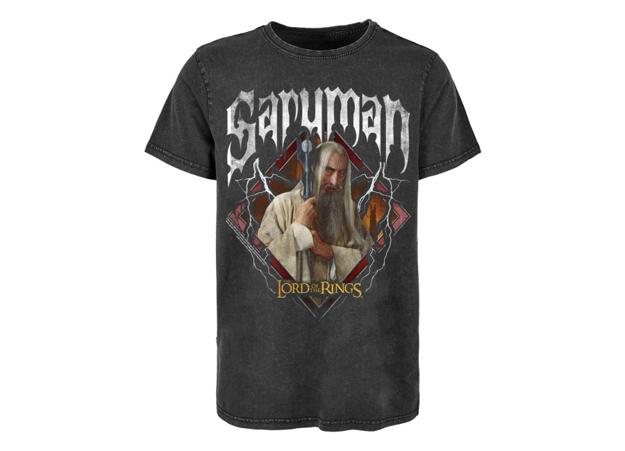 El Señor de los Anillos Camiseta de El Señor de los Anillos – Saruman Band – S XXL – para Hombre – Negro