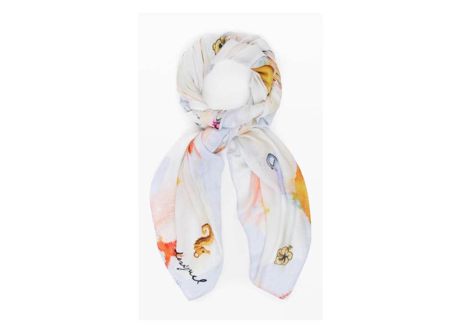 Desigual Foulard rectangular charms, Viscosa, MarróN, U