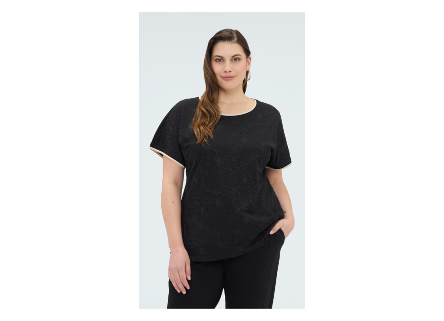 Fiorella Rubino Camiseta con bordado flora