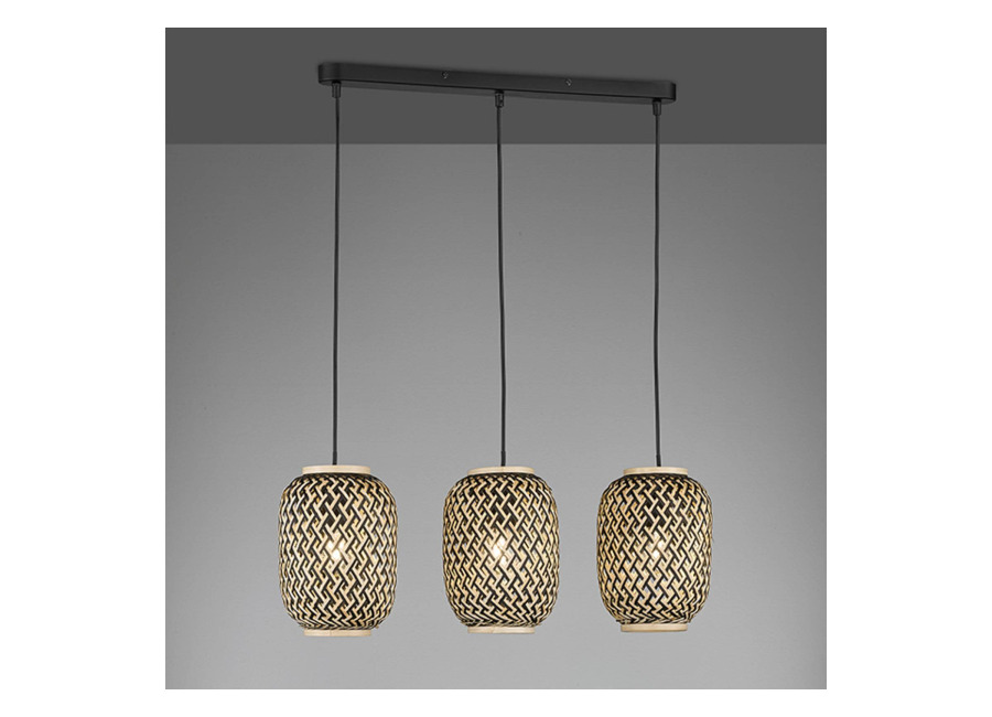 Fischer & HONSEL Lámpara colgante Hummel de bambú, 3 luce