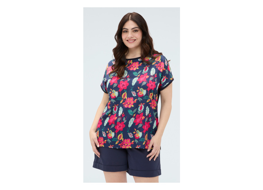 Fiorella Rubino Jersey bimaterial con estampado flora