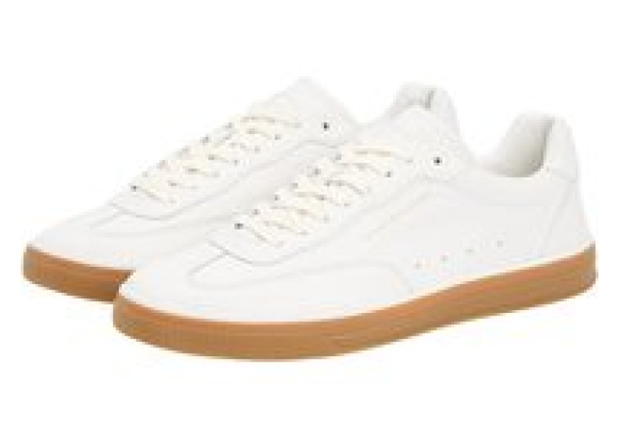 Tommy Hilfiger Luxe Metallic Logo Leather Trainers – Beige – 42