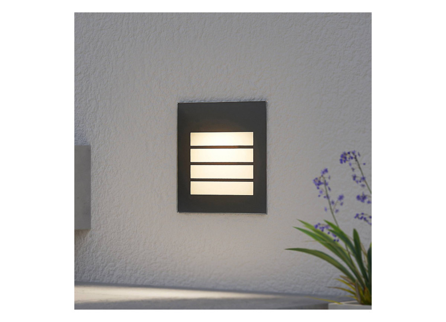 Arcchio Aplique LED empotrable Zamo, lamas, negro, IP65