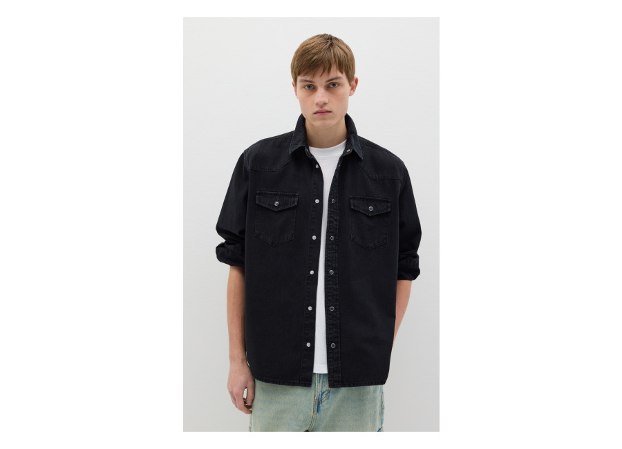 B.ANGEL Sobrecamisa Vaquera De Denim, Hombre, Negro, Talla: